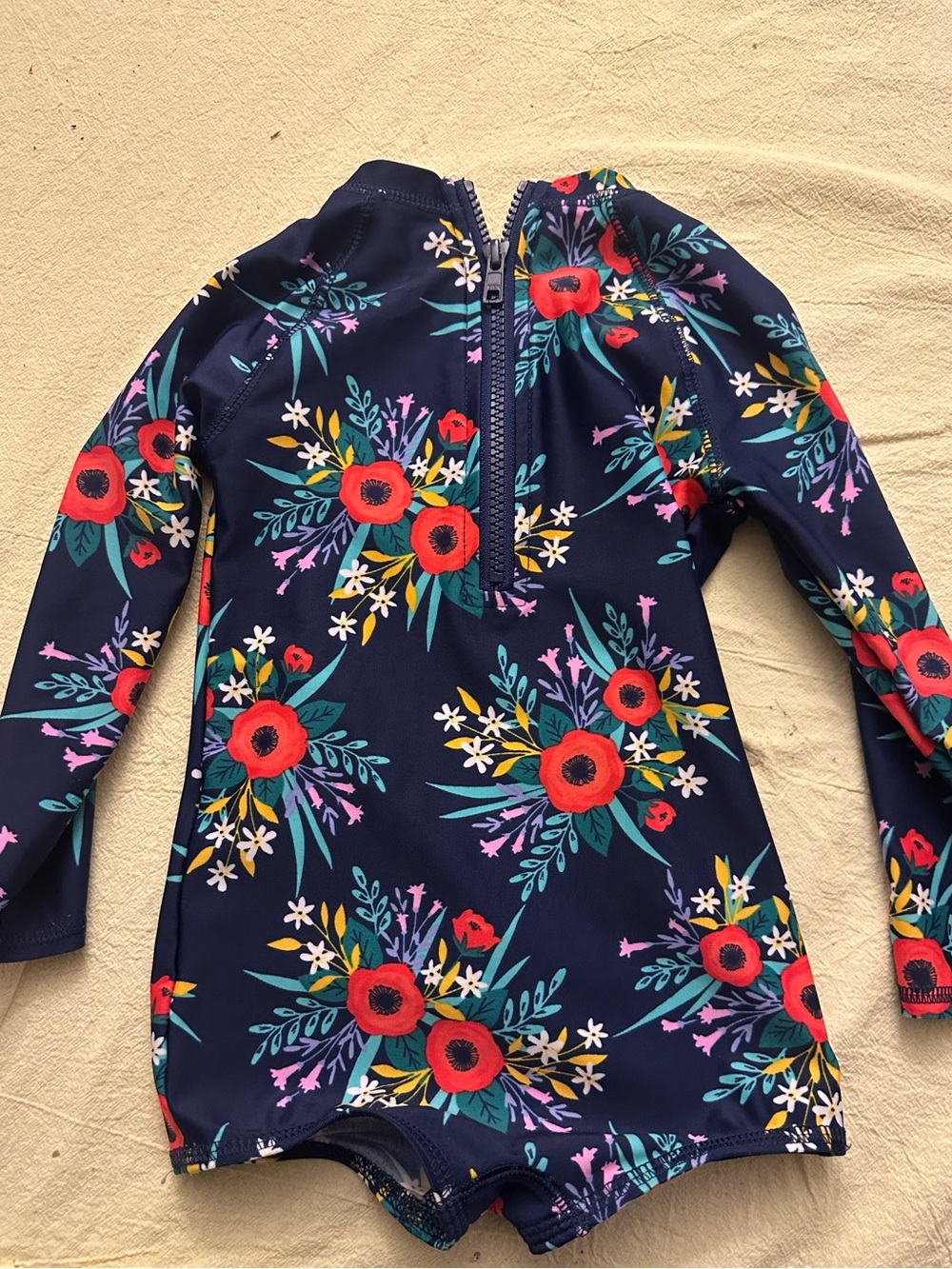 Cat & Jack Navy Floral Long-Sleeve Rashguard – 2T